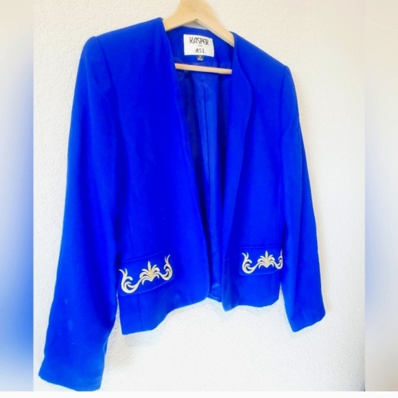 Kasper A.S.L Royal Blue 2 Piece Sheath Dress & Matching Blazer Suit Jacket Set - Picture 7 of 8